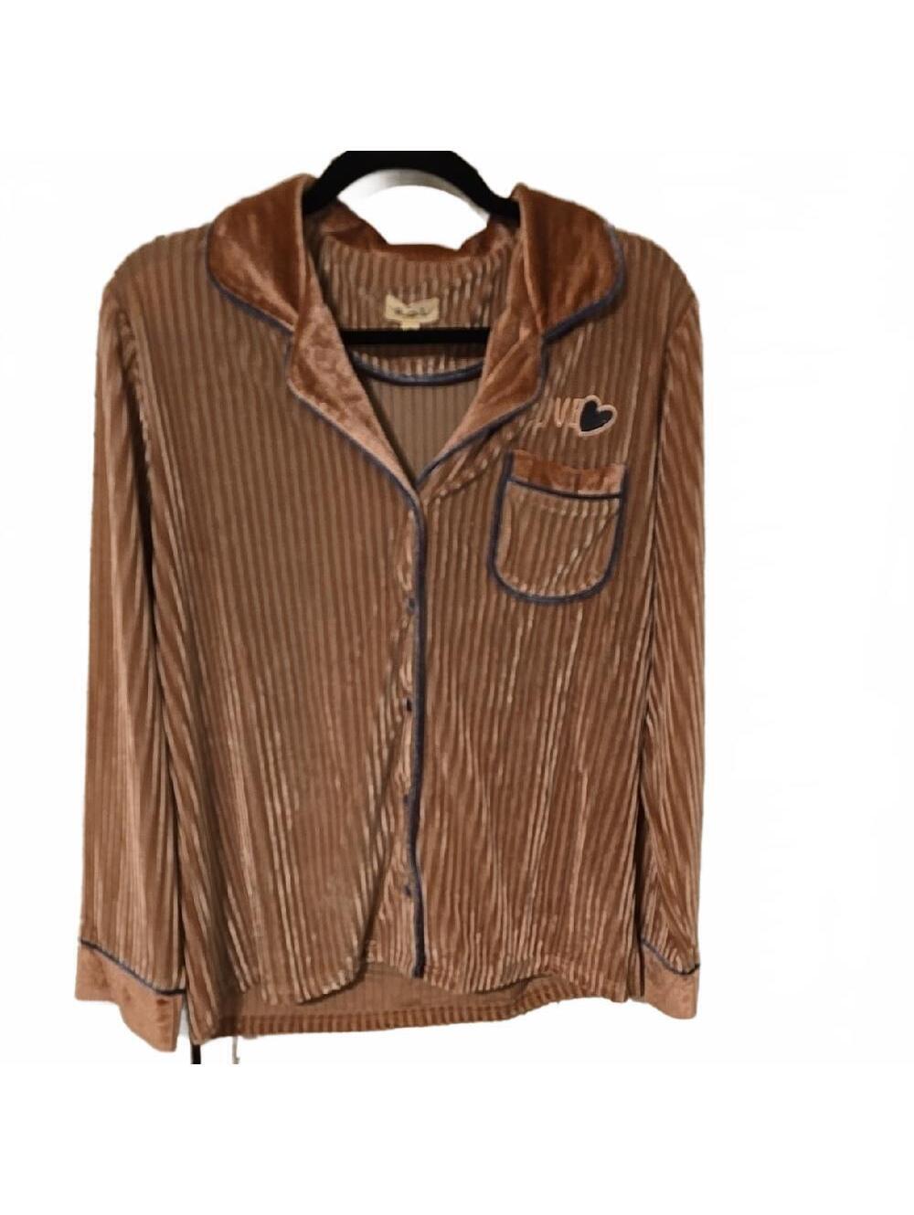 POL Velvet Lounge Top | LOVE Embroidery | Size S NWOT